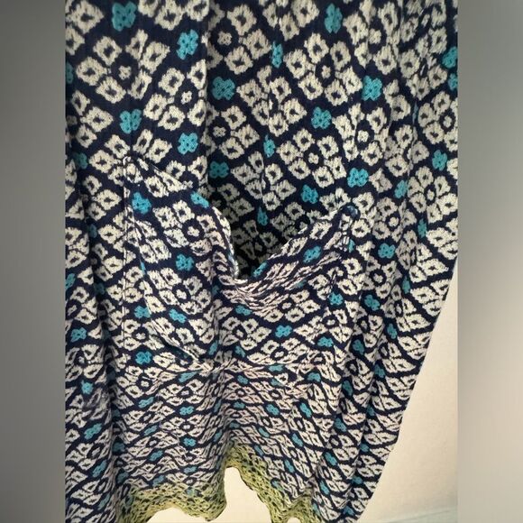 Anthropologie Lilka Blue Mosaic Embroidered Button Down Jumpsuit Cover Up Size L - Picture 4 of 9